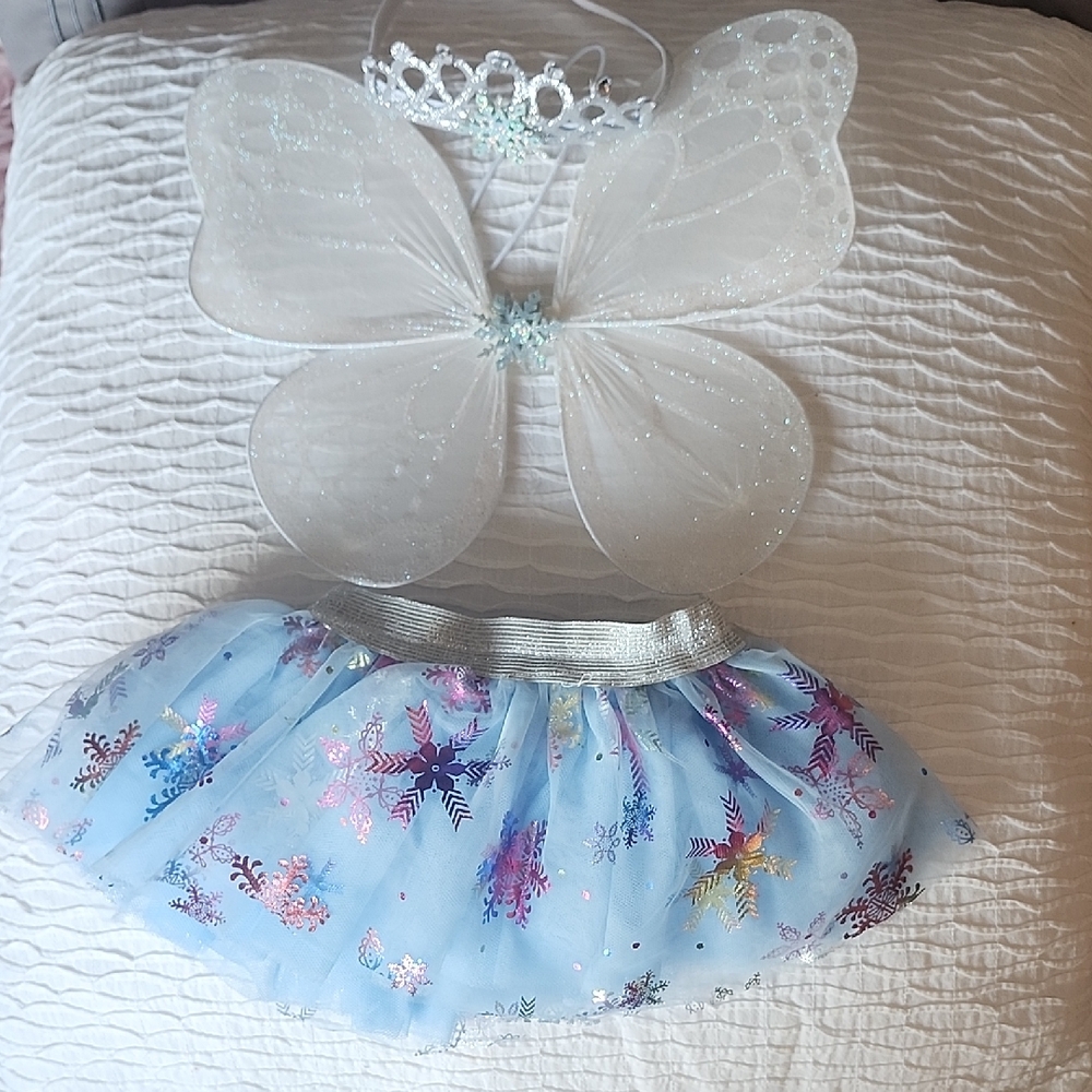 Winter Fairy Photography Set with Wings Crown and Tutu Infant - Toddler